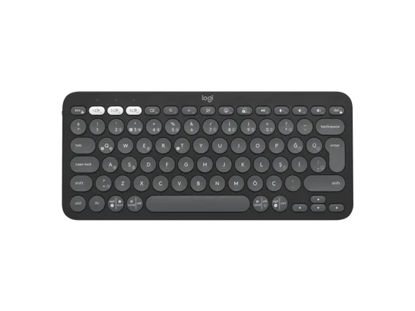Logitech K380s Pebble Keys 2 Çoklu Cihaz Özellikli Bluetooth Türkçe Q Klavye - Siyah