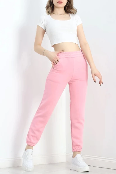 Paça Lastikli 3 İplik Eşofman Altı Açıkpembe - 20956.1878. - 7