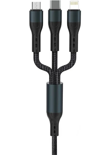 Zuidid Force CB631 Örgülü ve Güçlendirilmiş 100 cm Çoklu Hızlı Şarj ve Data Kablosu