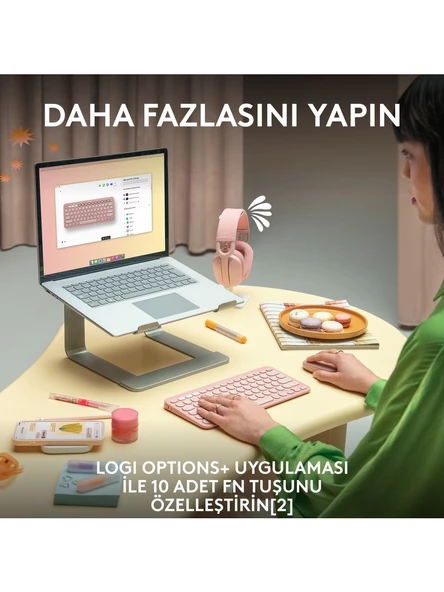 Logitech K380s Pebble Keys 2 Çoklu Cihaz Özellikli Bluetooth Türkçe Q Klavye - Siyah - 5