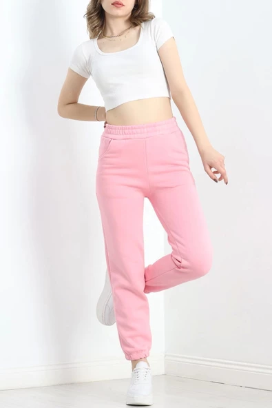 Paça Lastikli 3 İplik Eşofman Altı Açıkpembe - 20956.1878. - 9