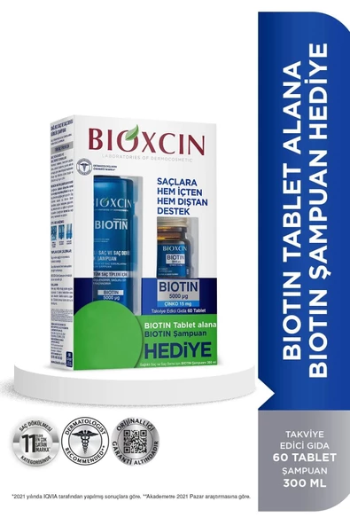 Bioxcin Biotin 5000 Mcg 60 Tablet + Biotin Şampuan 300 ml  Kofre