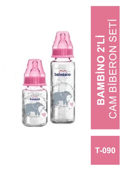 Bambino 2'li Cam Biberon Seti T-090Pembe