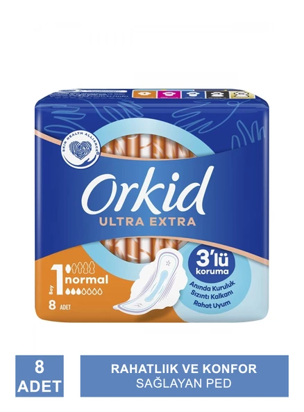 Orkid Ultra Extra Hijyenik Ped Normal Tekli Paket 8 Ped