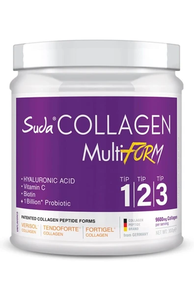 Suda Collagen + Probiyotik Multiform Toz Kutu Takviye Edici Gıda 300 gr ürün görseli
