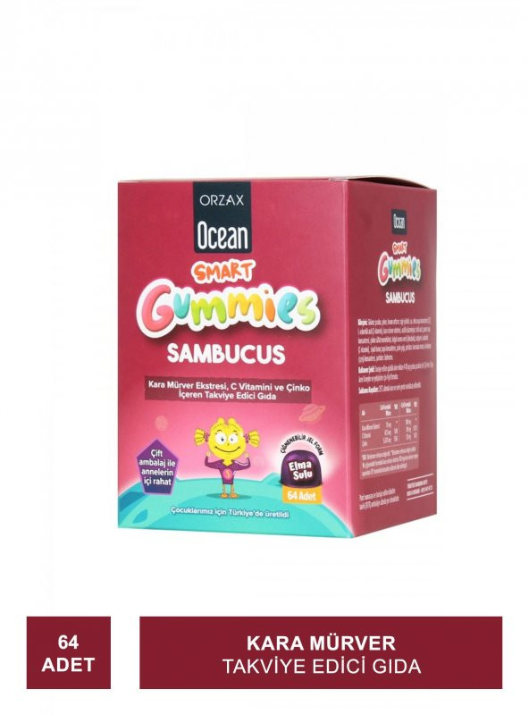 Ocean Smart Gummies Sambucus Takviye Edici Gıda 64 Adet (S.K.T 11-2024)