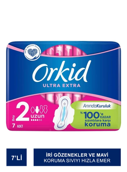 Orkid Ultra Extra Uzun -Boy 2- Kanatlı Hijyenik Ped 7 Ped