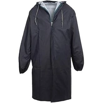 Deri Yağmurluk Siyah Pardesü Boy Polarlı Astar Su Ve Rüzgar Geçirmez