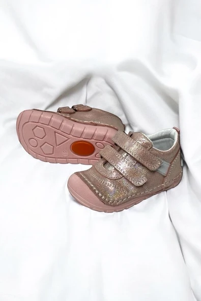 Casso Hakiki Deri Tam Ortopedik Kauçuk Kaymaz Taban Kız Çocuğu Spor Model  İlk Adım Ayakkabı - 2