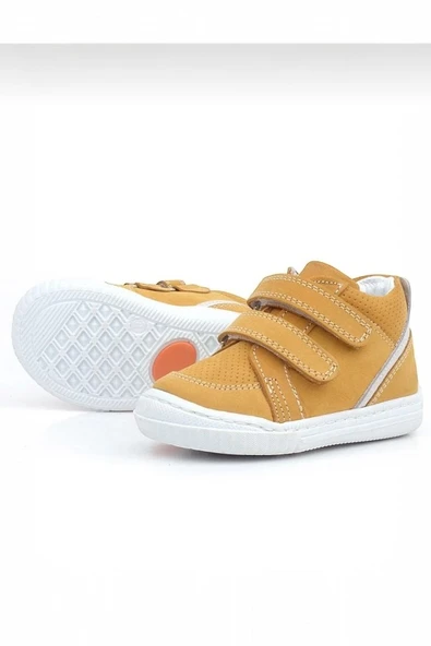 Casso Hakiki Deri Tam Ortopedik Kauçuk Kaymaz Taban Erkek Çocuğu Çift Cırtlı İlk Adım Ayakkabı - 8