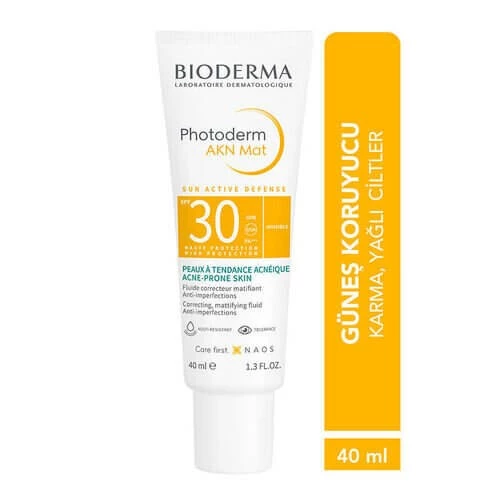 Bioderma Photoderm SPF 30 AKN Mat Yağlı, Akneli Cilt için Sivilce Karşıtı Matlaştırıcı Güneş Kremi 40 ml