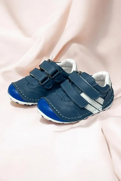 Casso Hakiki Deri Tam Ortopedik Kauçuk Kaymaz Taban Erkek Çocuğu Spor Model  İlk Adım Ayakkabı