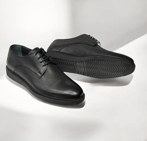 Casso Hakiki Deri Eva Hafif Taban Erkek Bağcıklı Lazer Baskılı Günlük Klasik - Damatlık Ayakkabı - 2