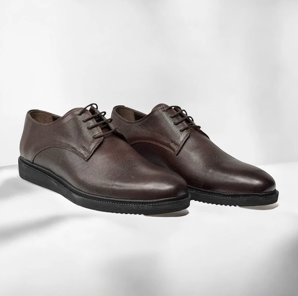 Casso Hakiki Deri Eva Hafif Taban Erkek Bağcıklı Lazer Baskılı Günlük Klasik - Damatlık Ayakkabı - 4