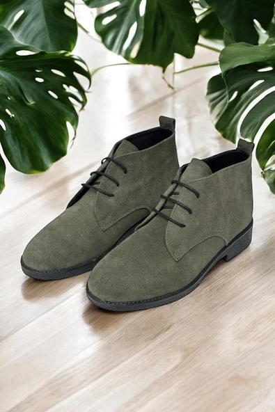 Casso Hakiki Deri Ortopedik Kauçuk Kaymaz Taban Kadın Bağcıklı HaşPapi Bot - Resim 4