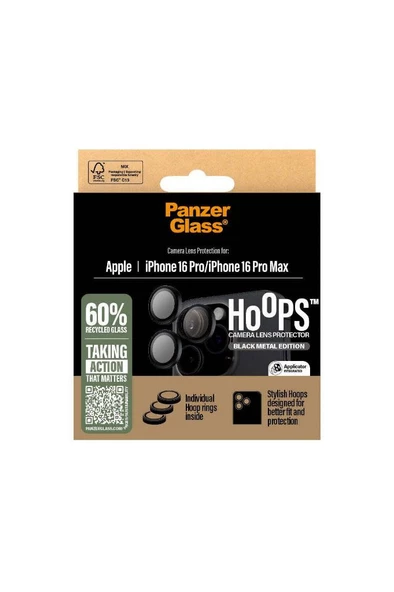 PanzerGlass iPhone 16 Pro/16 Pro Max uyumlu Hoops Siyah Kamera Koruyucu - 3
