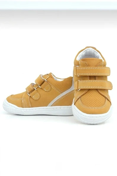 Casso Hakiki Deri Tam Ortopedik Kauçuk Kaymaz Taban Erkek Çocuğu Çift Cırtlı İlk Adım Ayakkabı - 9