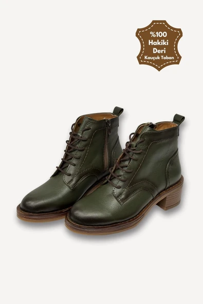 Casso Hakiki Deri Kauçuk Kaymaz Taban Fermuarlı Kolay Giyim İçi Yünlü Kadın Bot - 3