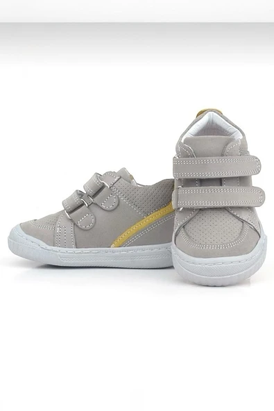 Casso Hakiki Deri Tam Ortopedik Kauçuk Kaymaz Taban Erkek Çocuğu Çift Cırtlı İlk Adım Ayakkabı - 3