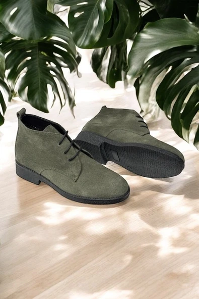 Casso Hakiki Deri Ortopedik Kauçuk Kaymaz Taban Kadın Bağcıklı HaşPapi Bot - Resim 2