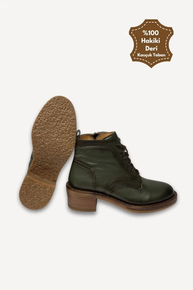 Casso Hakiki Deri Kauçuk Kaymaz Taban Fermuarlı Kolay Giyim İçi Yünlü Kadın Bot - 2