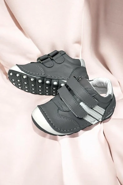 Casso Hakiki Deri Tam Ortopedik Kauçuk Kaymaz Taban Erkek Çocuğu Spor Model  İlk Adım Ayakkabı - 5