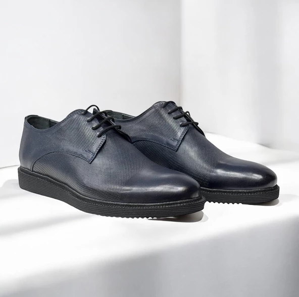 Casso Hakiki Deri Eva Hafif Taban Erkek Bağcıklı Lazer Baskılı Günlük Klasik - Damatlık Ayakkabı - 7