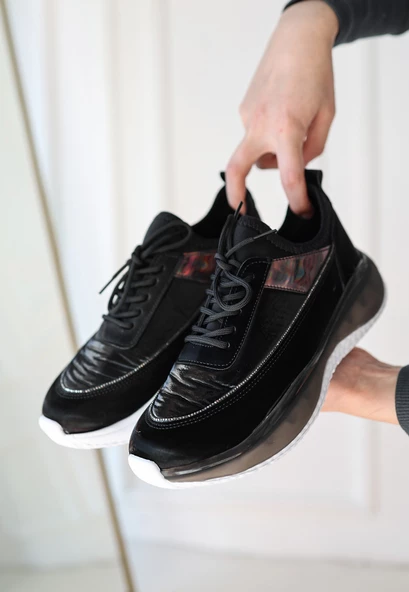 Nadio Siyah Rugan Bağcıklı Spor Ayakkabı - 3