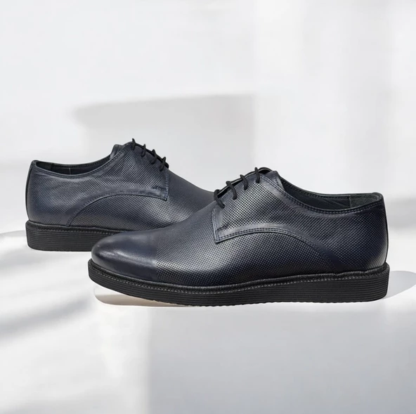 Casso Hakiki Deri Eva Hafif Taban Erkek Bağcıklı Lazer Baskılı Günlük Klasik - Damatlık Ayakkabı - 9