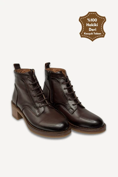 Casso Hakiki Deri Kauçuk Kaymaz Taban Fermuarlı Kolay Giyim İçi Yünlü Kadın Bot - 10