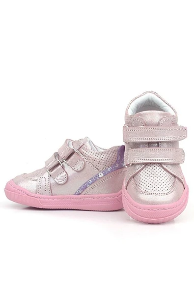 Casso Hakiki Deri Tam Ortopedik Kauçuk Kaymaz Taban Kız Çocuğu Çift Cırtlı İlk Adım Ayakkabı - 6