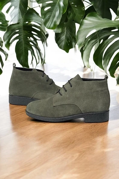 Casso Hakiki Deri Ortopedik Kauçuk Kaymaz Taban Kadın Bağcıklı HaşPapi Bot - Resim 3