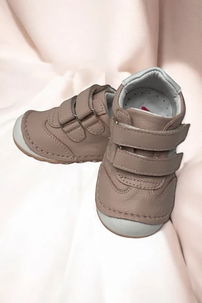 Casso Hakiki Deri Tam Ortopedik Kauçuk Kaymaz Taban Kız Çocuğu Spor Model İlk Adım Ayakkabı - 3