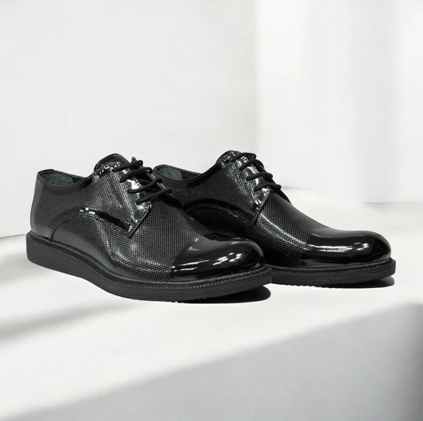 Casso Hakiki Deri Eva Hafif Taban Erkek Bağcıklı Lazer Baskılı Günlük Klasik - Damatlık Ayakkabı - 10