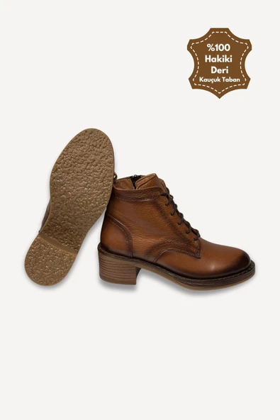 Casso Hakiki Deri Kauçuk Kaymaz Taban Fermuarlı Kolay Giyim İçi Yünlü Kadın Bot - 5