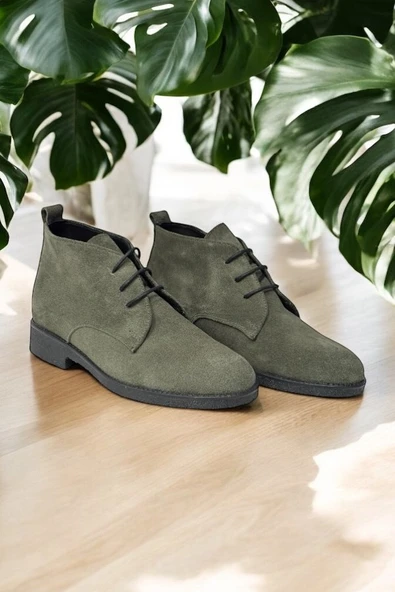 Casso Hakiki Deri Ortopedik Kauçuk Kaymaz Taban Kadın Bağcıklı HaşPapi Bot ürün görseli 1