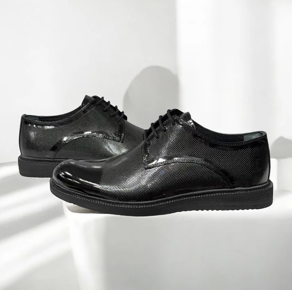 Casso Hakiki Deri Eva Hafif Taban Erkek Bağcıklı Lazer Baskılı Günlük Klasik - Damatlık Ayakkabı - 12