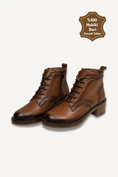 Casso Hakiki Deri Kauçuk Kaymaz Taban Fermuarlı Kolay Giyim İçi Yünlü Kadın Bot - 6