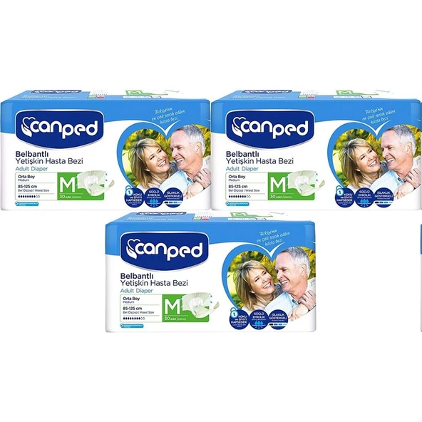 Canped Belbantlı Polietilen Orta Boy M 30 lu 3 Adet Hasta Bezi ürün görseli 1