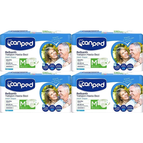 Canped Belbantlı M-Orta Boy Yetişkin Hasta Bezi 30'LU 4 PAKET ürün görseli 1