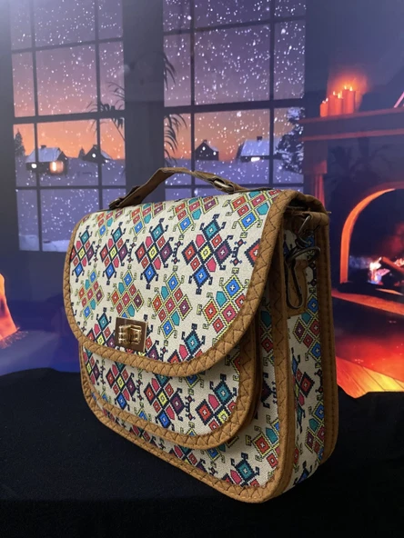 Kilim motif terme otantik kadın omuz çantası - 2