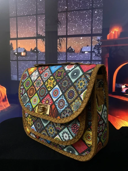 Damla motif terme otantik kadın omuz çantası