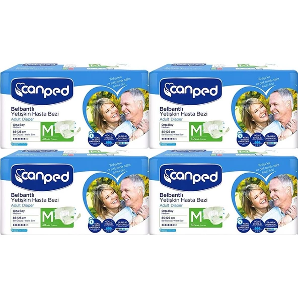 Canped Belbantlı Polietilen Orta Boy M 30'lu 4 Adet Hasta Bezi - 1
