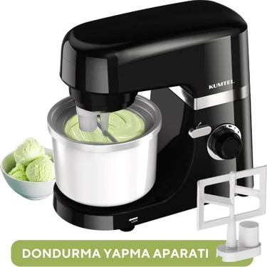 Kumtel Siyah Hamur Yoğurma 1800WATT 4.5lt Dondurma Yapma Aprt. Sm-02 - 4