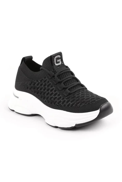 Guja 25Y309-3 Kadın Taşlı Triko Streç Kalın Taban Spor Ayakkabı - 3