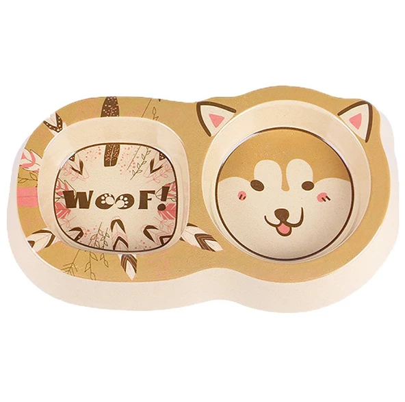 Bobo Bambu İkili Mama ve Su Kabı BO-3140Z ( 200+250ml ) Woof - Resim 2