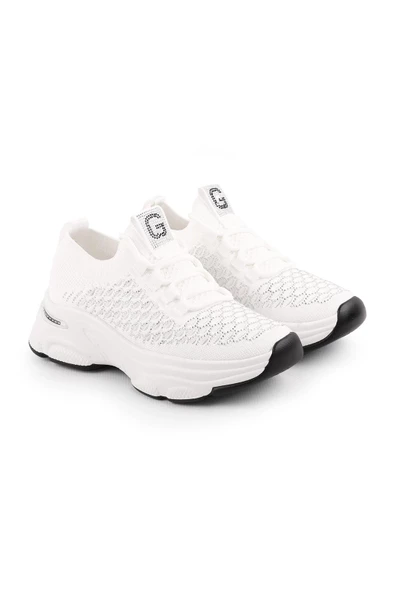 Guja 25Y309-3 Kadın Taşlı Triko Streç Kalın Taban Spor Ayakkabı - 5