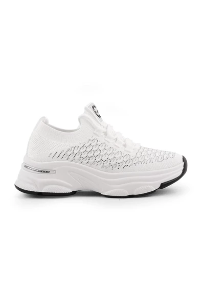 Guja 25Y309-3 Kadın Taşlı Triko Streç Kalın Taban Spor Ayakkabı - 6