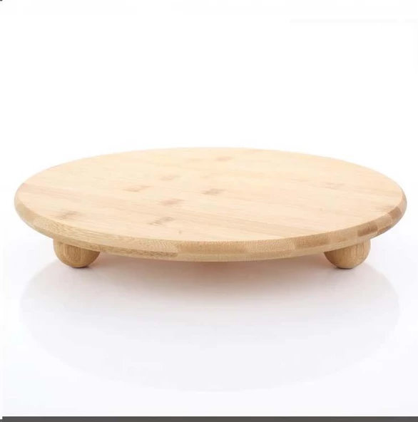 Bambu Yuvarlak Sunumluk Top Ayaklı