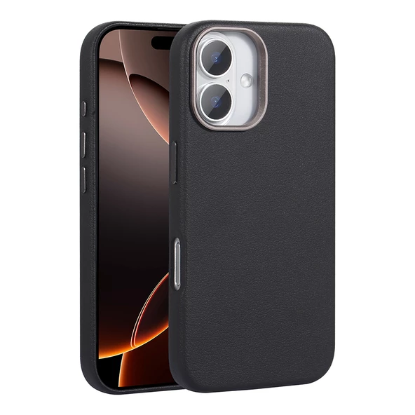 iPhone 16 Plus Kılıf Magsafe Şarj Özellikli PU Deri Adora Kapak - Resim 7